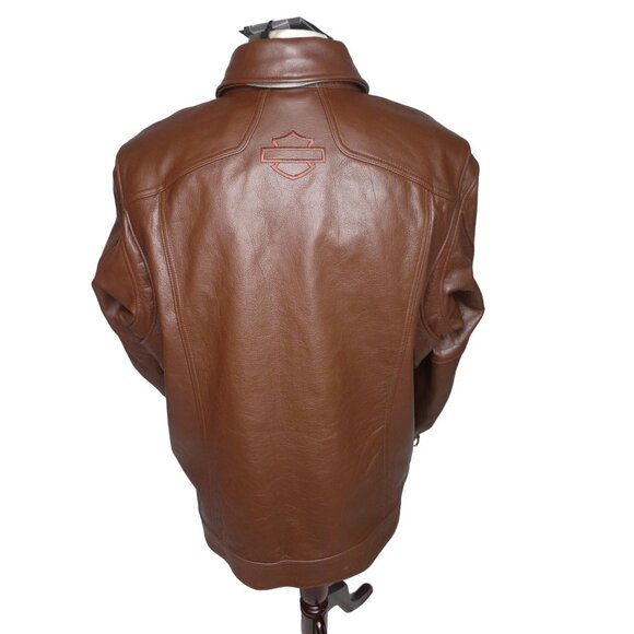 NWT AUTHENTIC Harley-Davidson Men's Portage Midweight Leather Jacket‎ - Brown - Picture 5 of 12